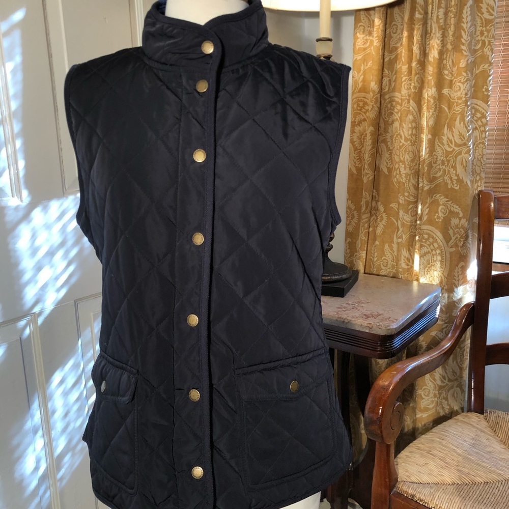 Navy Blue Quilted Vest with Flannel Lining